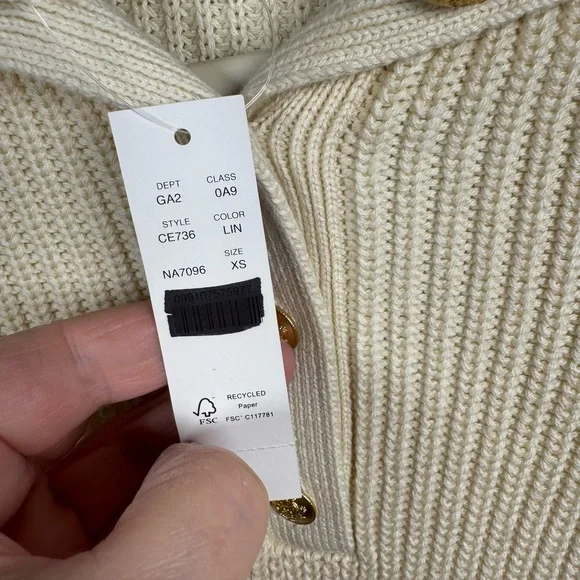 J. Crew Cream Knit Turtleneck Pullover with Gold Buttons - Picture 6 of 11